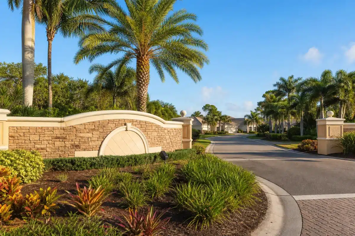Illustrative Southwest Florida community entrance
