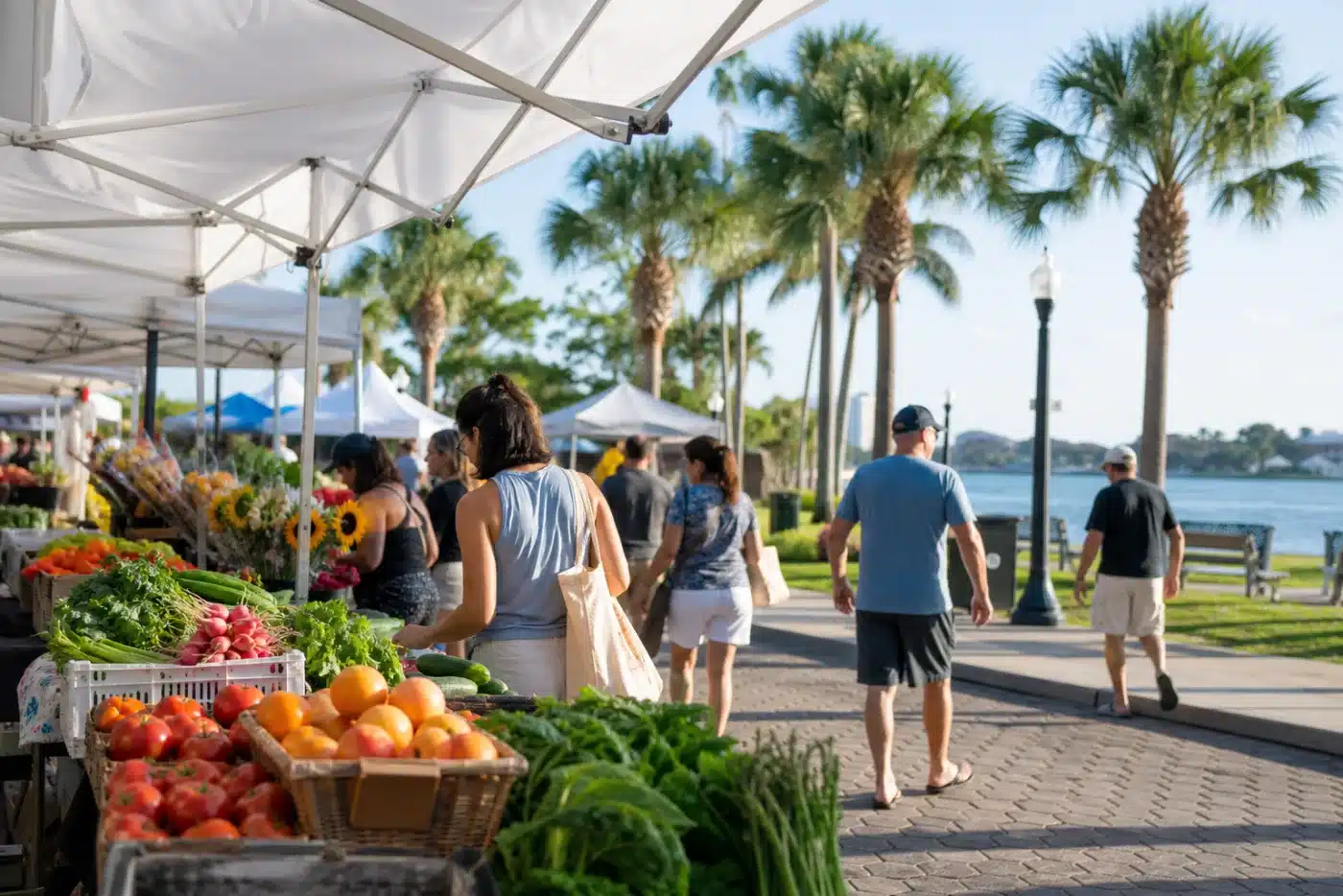 Illustrative Southwest Florida waterfront farmers market